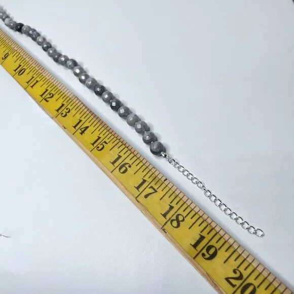 Stunning Unique Gray Picasso Jasper Gemstone Beaded Knotted Necklace 19 Boho